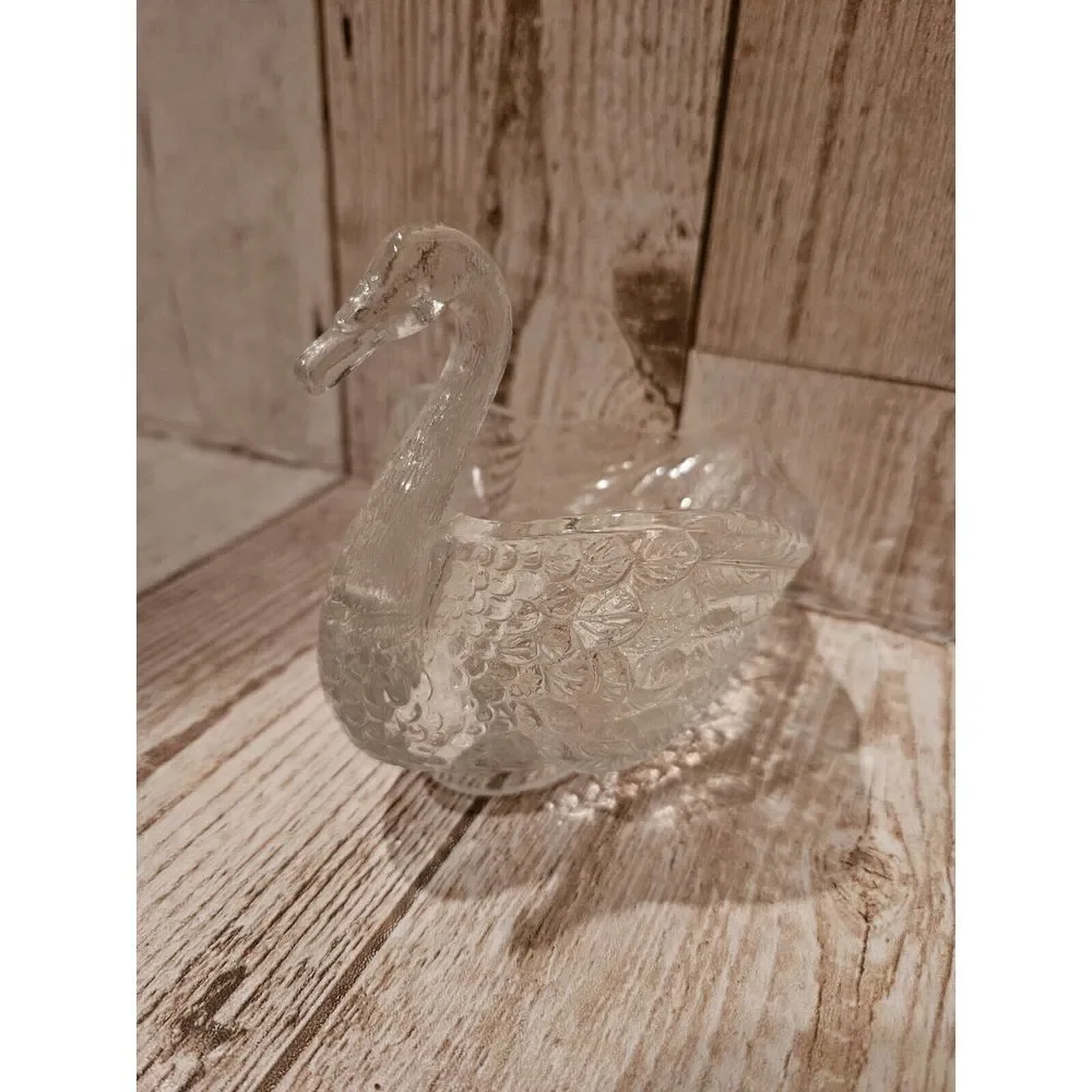 Vintage‎ Clear Pressed Glass Swan Candy Nut Mint Dish